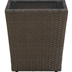 Salontafel 41,5x41,5x44 cm poly rattan en gehard glas>vidaXL Hot
