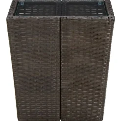 Salontafel 41,5x41,5x44 cm poly rattan en gehard glas><noscript><img width=