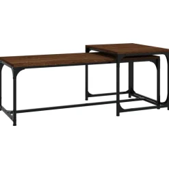 Tafels*vidaXL Salontafels 2 st bewerkt hout bruin eikenkleur