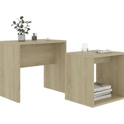 Tafels*vidaXL Salontafelset 48x30x45 cm bewerkt hout kleurig Sonoma eiken