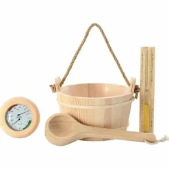 Zwembaden & Spa'S*vidaXL Sauna Accessoire Set 4 pcs Bruin Massief Vurenhout en Hennep