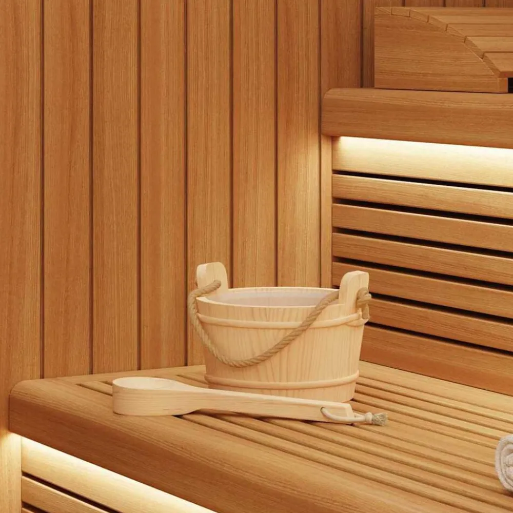 Sauna Emmer 2 pcs Bruin Massief Vurenhout en Hennep>vidaXL Discount