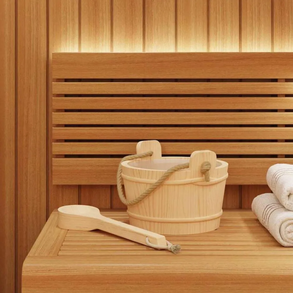 Sauna Emmer 2 pcs Bruin Massief Vurenhout en Hennep>vidaXL Discount