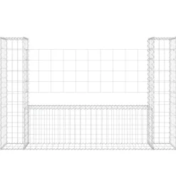 Tuinafscheidingen*vidaXL Schanskorf U-vormig met 2 palen 140x20x100 cm ijzer