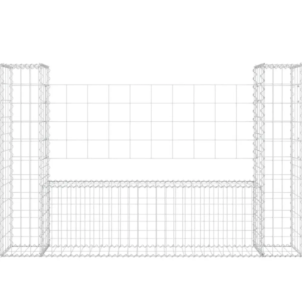 Tuinafscheidingen*vidaXL Schanskorf U-vormig met 2 palen 140x20x100 cm ijzer