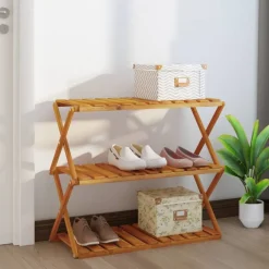 Boekenkasten & Wandplanken*vidaXL Schappenkast inklapbaar 3-laags 70x31x63 cm acaciahout bruin
