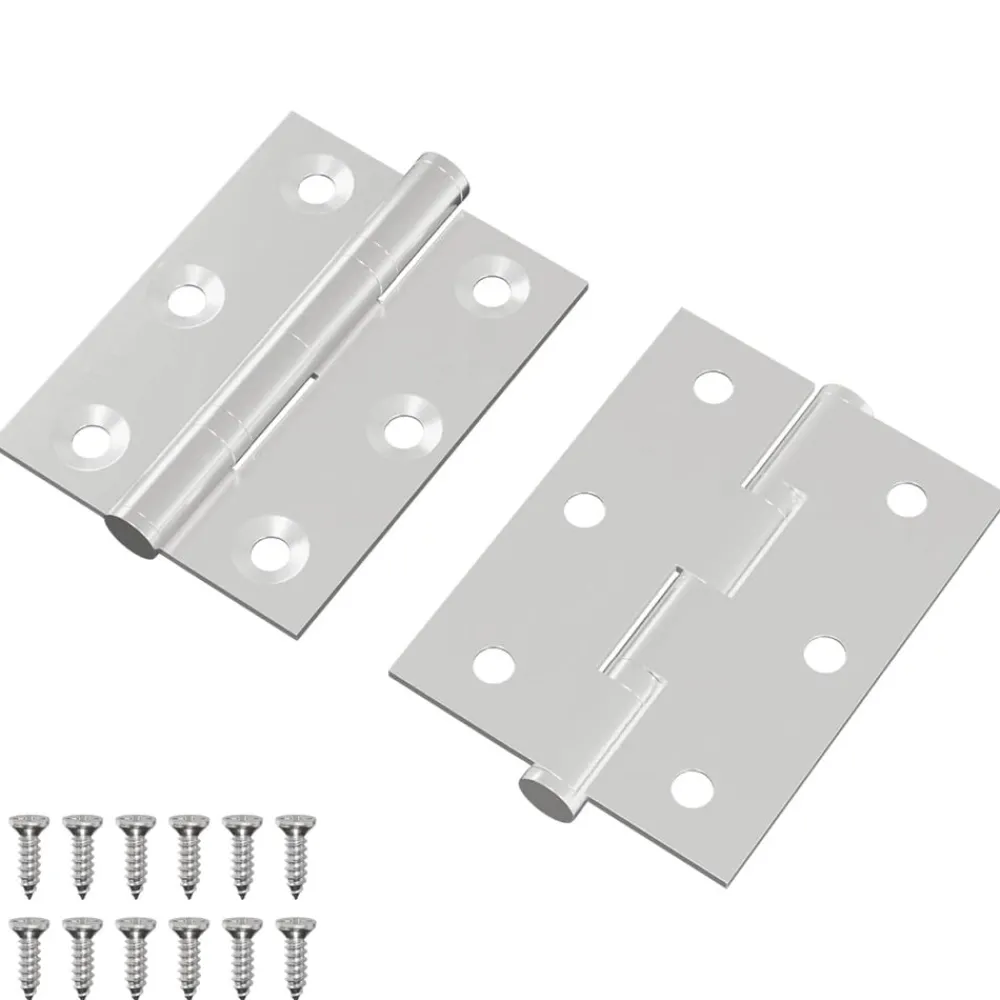 Bouwbeslag*vidaXL Scharnier 2 pcs Zilver 50 x 38 x 1,3 mm Staal