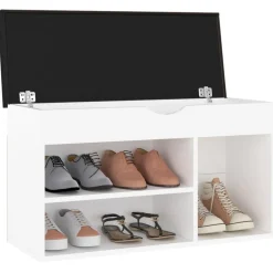 Schoenenbank met kussen 80x30x47 cm bewerkt hout><noscript><img width=