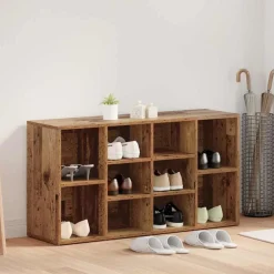 Schoenenbank met plank Oudhout 103 x 30 x 54,5 cm Bewerkt hout>vidaXL Outlet