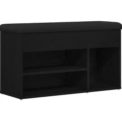 Bankjes*vidaXL Schoenenbank met plank Zwart 80 x 30 x 45 cm Bewerkt hout Zwart eiken