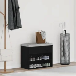 Huishoudelijke Benodigdheden*vidaXL Schoenenbank met plank 60 x 30 x 45 cm Bewerkt hout Zwart eiken