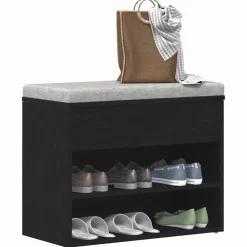 Huishoudelijke Benodigdheden*vidaXL Schoenenbank met plank 60 x 30 x 45 cm Bewerkt hout Zwart eiken