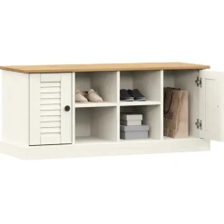 Bankjes*vidaXL Schoenenbank VIGO 106x35x40 cm massief grenenhout Wit