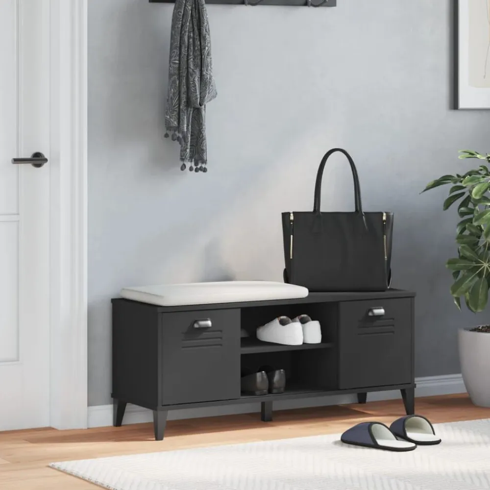Huishoudelijke Benodigdheden*vidaXL Schoenenbank VIKEN 106x35x45 cm bewerkt hout Zwart