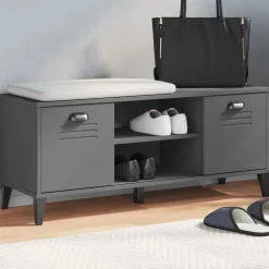 Huishoudelijke Benodigdheden*vidaXL Schoenenbank VIKEN 106x35x45 cm bewerkt hout antracietgrijs