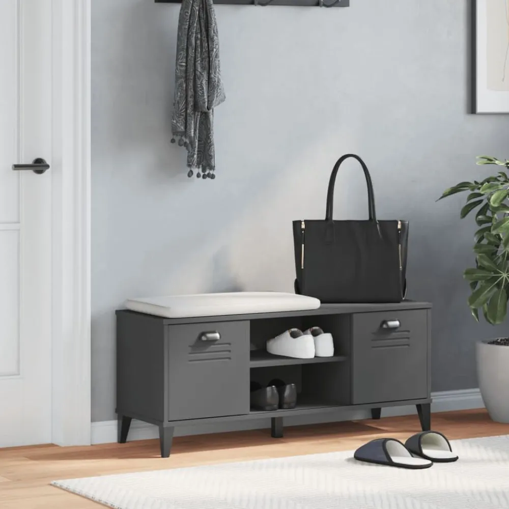 Huishoudelijke Benodigdheden*vidaXL Schoenenbank VIKEN 106x35x45 cm bewerkt hout antracietgrijs