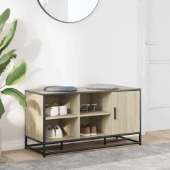 Bankjes*vidaXL Schoenenbank 100x40x53,5 cm bewerkt hout en metaal Sonoma eiken