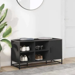 Bankjes*vidaXL Schoenenbank 100x40x53,5 cm bewerkt hout en metaal Zwart