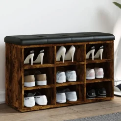 Bankjes*vidaXL Schoenenbank 82x32x50 cm bewerkt hout kleurig Gerookt eiken