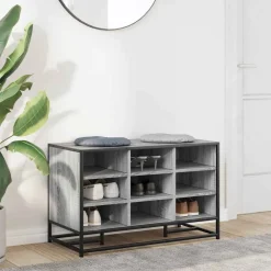 Schoenenbank 84x40x53,5 cm bewerkt hout en metaal><noscript><img width=