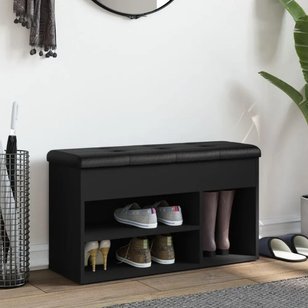 Bankjes*vidaXL Schoenenbank 82x32x45,5 cm bewerkt hout Zwart