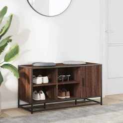 Bankjes*vidaXL Schoenenbank 100x40x53,5 cm bewerkt hout en metaal bruin eiken bruin eikenkleur