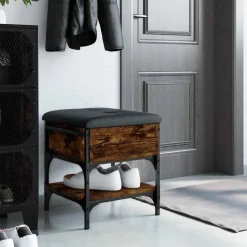 Bankjes*vidaXL Schoenenbank 42x42x45 cm bewerkt hout kleurig Gerookt eiken