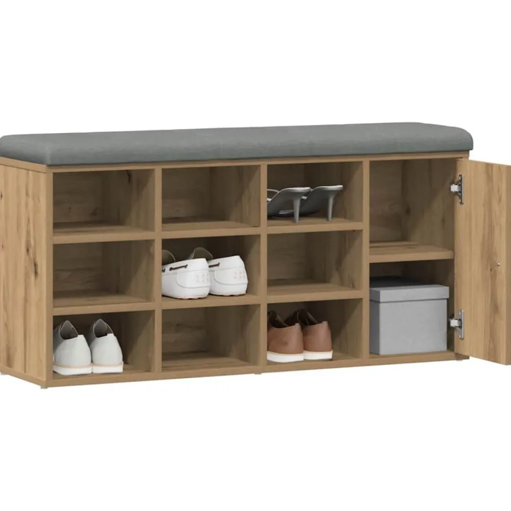 Bankjes*vidaXL Schoenenbank 102x32x50 cm bewerkt hout artisanaal eikenkleur artisanaal eikenkleurig