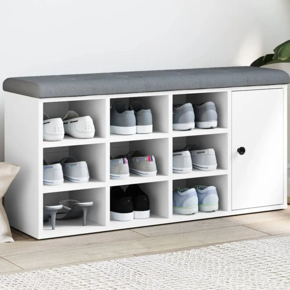 Bankjes*vidaXL Schoenenbank 102x32x50 cm bewerkt hout Wit