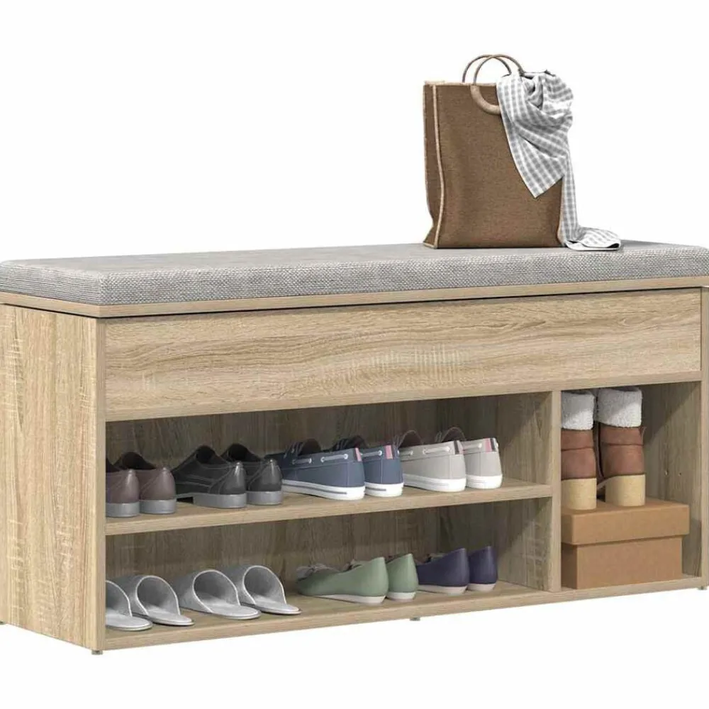 Huishoudelijke Benodigdheden*vidaXL Schoenenbank 102x30,5x45 cm bewerkt hout kleurig Sonoma eiken