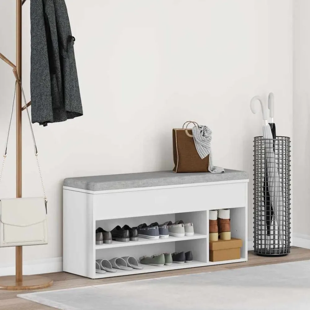 Huishoudelijke Benodigdheden*vidaXL Schoenenbank 102x30,5x45 cm bewerkt hout Wit