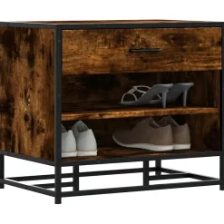 Schoenenbank 60x40x53,5 cm bewerkt hout en metaal>vidaXL Discount