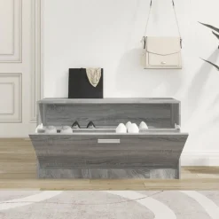 Huishoudelijke Benodigdheden*vidaXL Schoenenbank 80x24x45 cm bewerkt hout eikenkleur Grijs sonoma