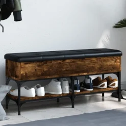 Bankjes*vidaXL Schoenenbank 102x32x45 cm bewerkt hout kleurig Gerookt eiken