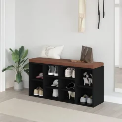 Bankjes*vidaXL Schoenenbank 103x30x48 cm bewerkt hout Zwart