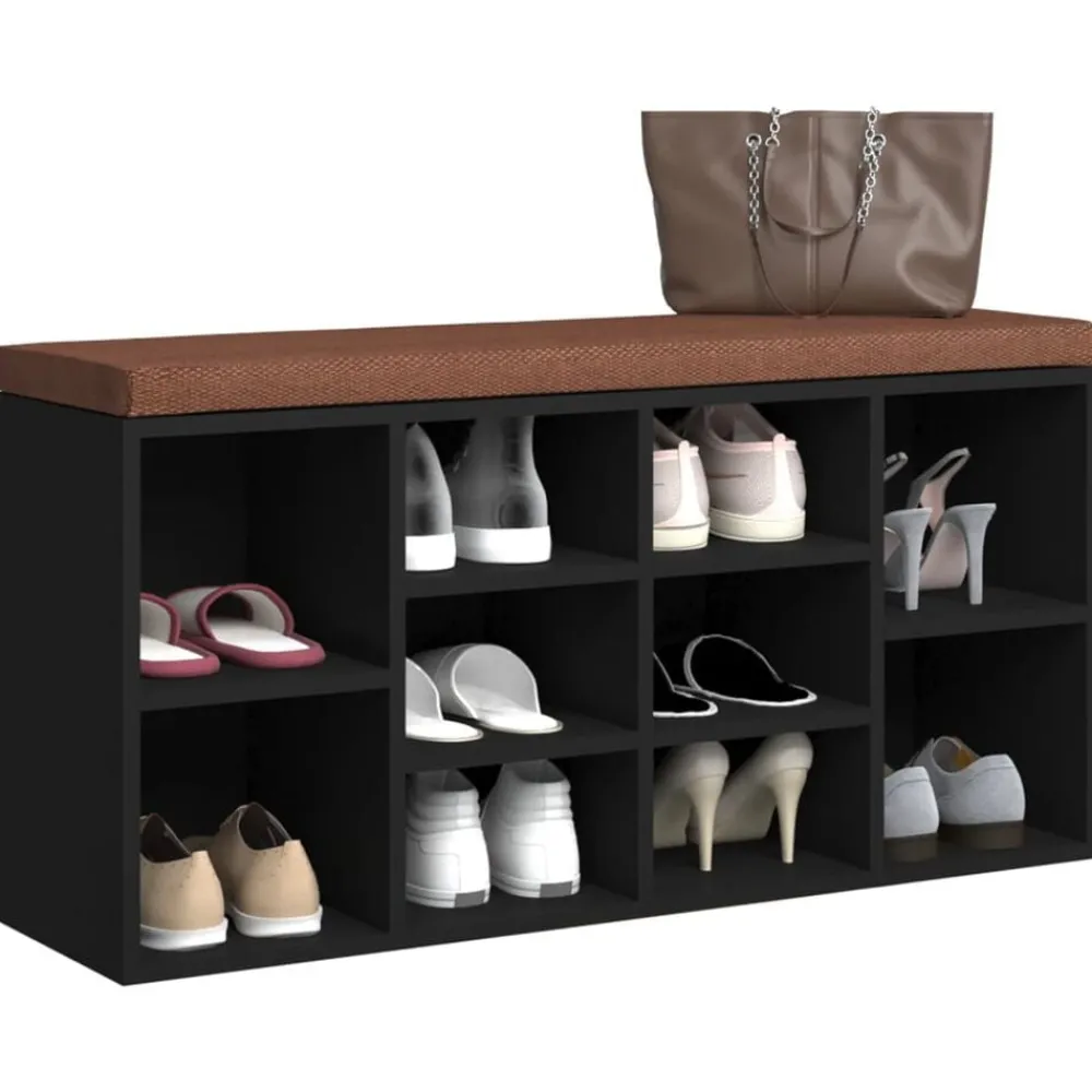 Bankjes*vidaXL Schoenenbank 103x30x48 cm bewerkt hout Zwart