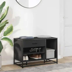 Bankjes*vidaXL Schoenenbank 80x40x53,5 cm bewerkt hout en metaal Zwart