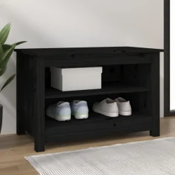 Huishoudelijke Benodigdheden*vidaXL Schoenenbank 70x38x45,5 cm massief grenenhout Zwart