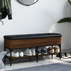 Bankjes*vidaXL Schoenenbank 102x32x45 cm bewerkt hout bruin eikenkleur