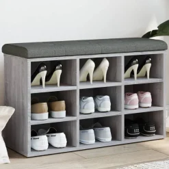 Bankjes*vidaXL Schoenenbank 82x32x50 cm bewerkt hout eikenkleurig Grijs sonoma