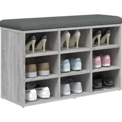 Bankjes*vidaXL Schoenenbank 82x32x50 cm bewerkt hout eikenkleurig Grijs sonoma