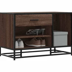 Schoenenbank 80x40x53,5 cm bewerkt hout en metaal bruin eiken>vidaXL