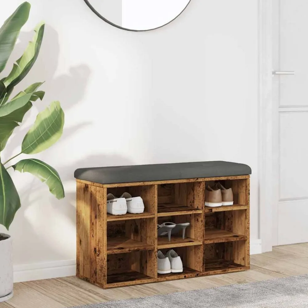 Schoenenbank 82x32x50 cm bewerkt hout kleurig>vidaXL Outlet