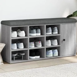 Bankjes*vidaXL Schoenenbank 102x32x50 cm bewerkt hout eikenkleur Grijs sonoma
