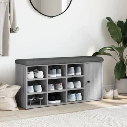 Bankjes*vidaXL Schoenenbank 102x32x50 cm bewerkt hout eikenkleur Grijs sonoma