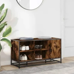 Schoenenbank 100x40x53,5cm bewerkt hout en metaal><noscript><img width=