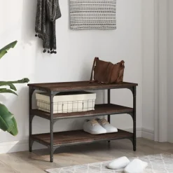 Bankjes*vidaXL Schoenenbankje 70x38,5x49 cm bewerkt hout bruin eikenkleur