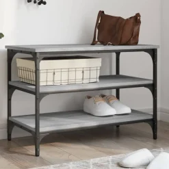 Schoenenbankje 70x38,5x49 cm bewerkt hout eiken>vidaXL Clearance