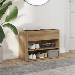 Huishoudelijke Benodigdheden*vidaXL Schoenenbankje 60x30x45 cm bewerkt hout artisanaal eikenkleur artisanaal eikenkleurig
