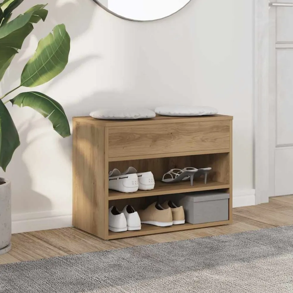 Huishoudelijke Benodigdheden*vidaXL Schoenenbankje 60x30x45 cm bewerkt hout artisanaal eikenkleur artisanaal eikenkleurig